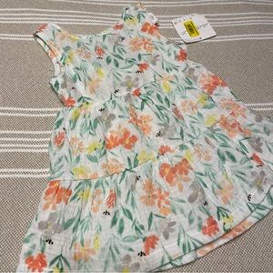 Starting Out Baby Girl 12M 100% Cotton Dainty Floral Sleeveless Tiered Dress